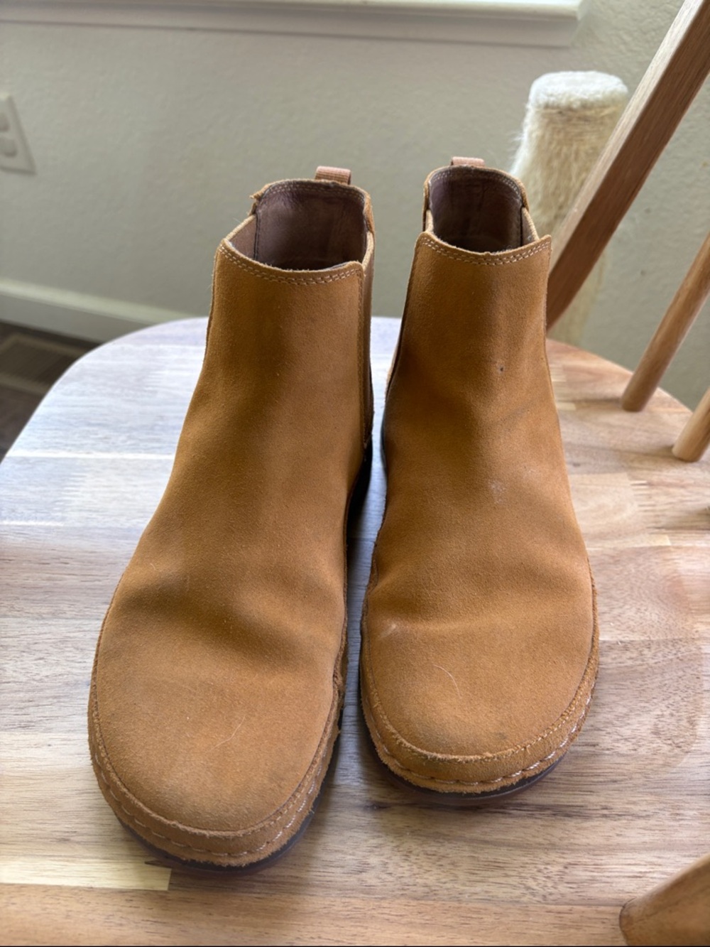Women’s Tan Suede Chelsea Boots - Slip-On Comfort - Picture 2 of 10